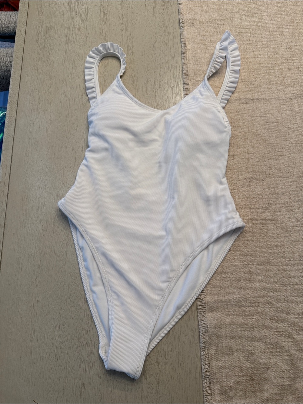 Target White Ruffle Strap one Piece Swimsuit